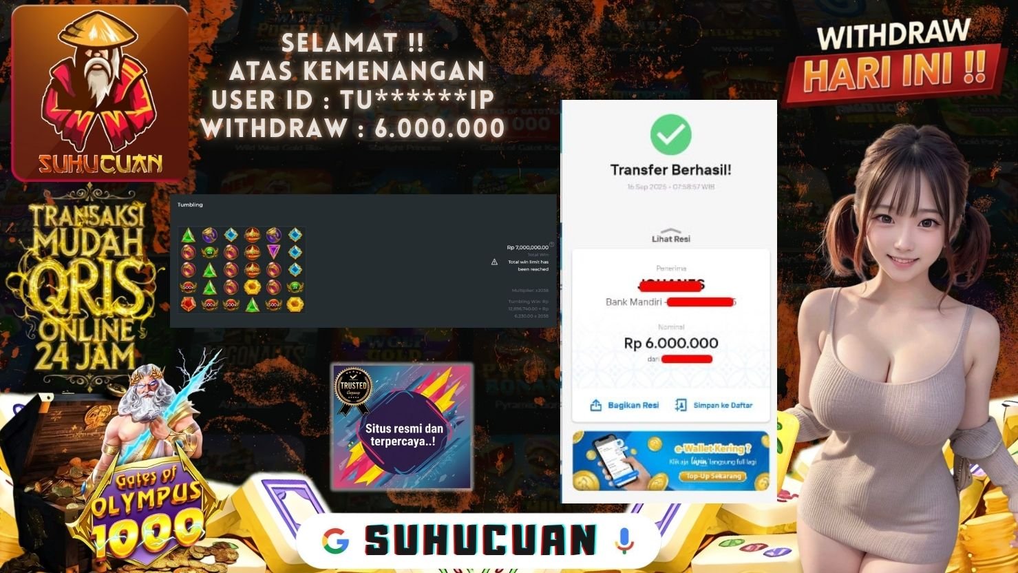 SUHUCUAN JACKPOT SLOT GATES OF OLYMPUS 1000